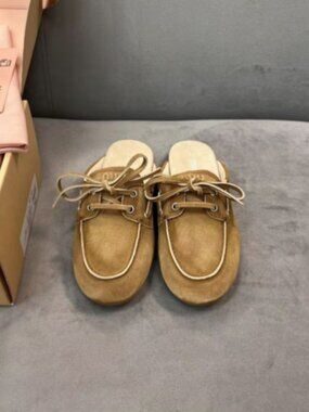 Miu Miu Suede Boat Shoe Mules